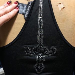Glam! Thomas Wylde jeweled Black tank w/tags NWOT